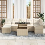 vidaXL Set de canapele pentru grădină cu pernă 8 pcs bej și crem