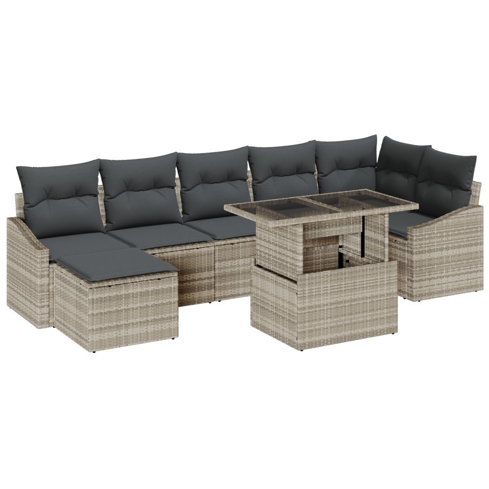 vidaXL Set de canapele pentru grădină cu pernă 8 pcs Gri deschis