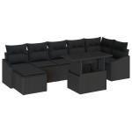 vidaXL Set de canapele pentru grădină cu pernă 8 pcs Negru