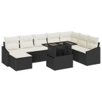 vidaXL Set de canapele pentru grădină cu pernă 9 pcs negru și crem vidaXL Set de canapele pentru grădină cu pernă 9 pcs negru și crem