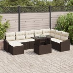 vidaXL Set de canapele pentru grădină cu pernă 9 pcs maro și crem vidaXL Set de canapele pentru grădină cu pernă 9 pcs maro și crem