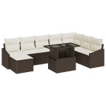 vidaXL Set de canapele pentru grădină cu pernă 9 pcs maro și crem vidaXL Set de canapele pentru grădină cu pernă 9 pcs maro și crem