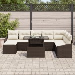 vidaXL Set de canapele pentru grădină cu pernă 9 pcs maro și crem vidaXL Set de canapele pentru grădină cu pernă 9 pcs maro și crem