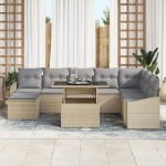vidaXL Set de canapele pentru grădină 9 pcs bej și gri deschis