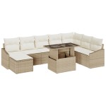vidaXL Set de canapele pentru grădină cu pernă 9 pcs bej și crem