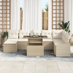 vidaXL Set de canapele pentru grădină cu pernă 9 pcs bej și crem