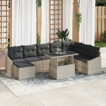 vidaXL Set de canapele pentru grădină cu pernă 9 pcs Gri deschis