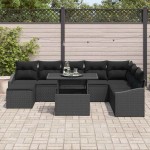 vidaXL Set de canapele pentru grădină cu pernă 9 pcs Negru