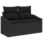 vidaXL Set de canapele pentru grădină cu pernă 9 pcs Negru