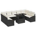 vidaXL Set de canapele pentru grădină cu pernă 10 pcs negru și crem