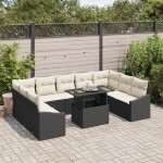 vidaXL Set de canapele pentru grădină cu pernă 10 pcs negru și crem