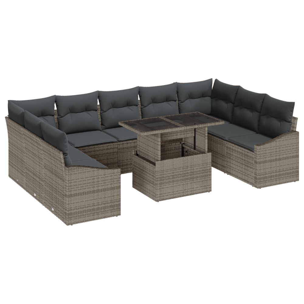 vidaXL Set de canapele pentru grădină 10 pcs Gri 100 x 55 x 73 cm