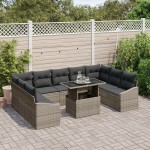 vidaXL Set de canapele pentru grădină 10 pcs Gri 100 x 55 x 73 cm vidaXL Set de canapele pentru grădină 10 pcs Gri 100 x 55 x 73 cm