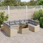 vidaXL Set de canapele pentru grădină 10 pcs bej și gri deschis vidaXL Set de canapele pentru grădină 10 pcs bej și gri deschis