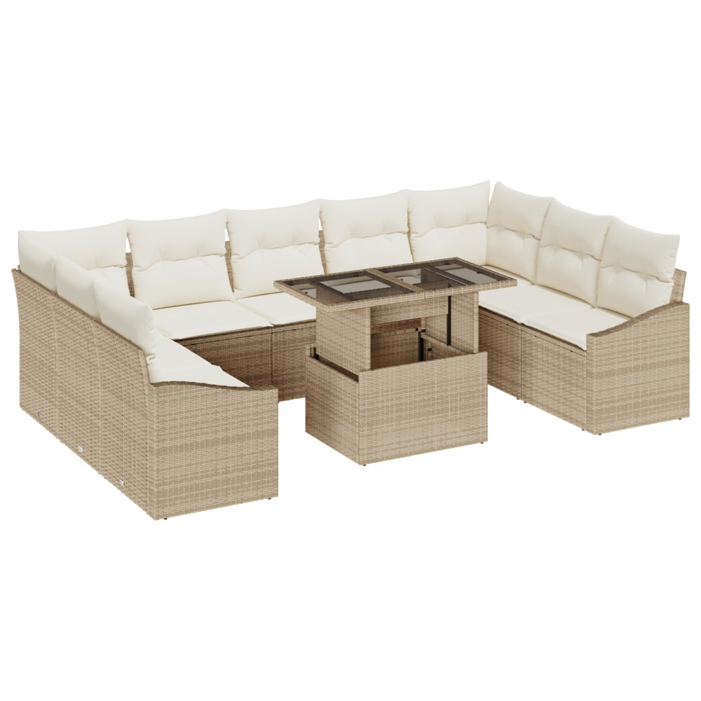 vidaXL Set de canapele pentru grădină cu pernă 10 pcs bej și crem
