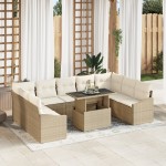 vidaXL Set de canapele pentru grădină cu pernă 10 pcs bej și crem