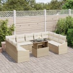 vidaXL Set de canapele pentru grădină cu pernă 10 pcs bej și crem