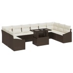 vidaXL Set de canapele pentru grădină cu pernă 11 pcs maro și crem vidaXL Set de canapele pentru grădină cu pernă 11 pcs maro și crem