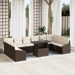 vidaXL Set de canapele pentru grădină cu pernă 11 pcs maro și crem vidaXL Set de canapele pentru grădină cu pernă 11 pcs maro și crem