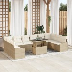 vidaXL Set de canapele pentru grădină cu pernă 11 pcs bej și crem vidaXL Set de canapele pentru grădină cu pernă 11 pcs bej și crem
