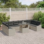 vidaXL Set de canapele pentru grădină cu pernă 11 pcs Gri deschis vidaXL Set de canapele pentru grădină cu pernă 11 pcs Gri deschis
