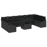 vidaXL Set de canapele pentru grădină 11 pcs Negru 100 x 55 x 73 cm