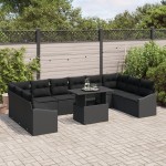 vidaXL Set de canapele pentru grădină 11 pcs Negru 100 x 55 x 73 cm