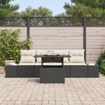 vidaXL Set de canapele pentru grădină cu pernă 5 pcs negru și crem