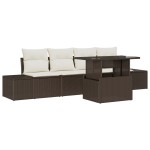 vidaXL Set de canapele pentru grădină cu pernă 5 pcs maro și crem vidaXL Set de canapele pentru grădină cu pernă 5 pcs maro și crem