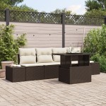 vidaXL Set de canapele pentru grădină cu pernă 5 pcs maro și crem vidaXL Set de canapele pentru grădină cu pernă 5 pcs maro și crem