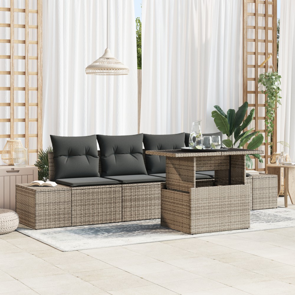 vidaXL Set de canapele pentru grădină 5 pcs Gri 100 x 55 x 73 cm