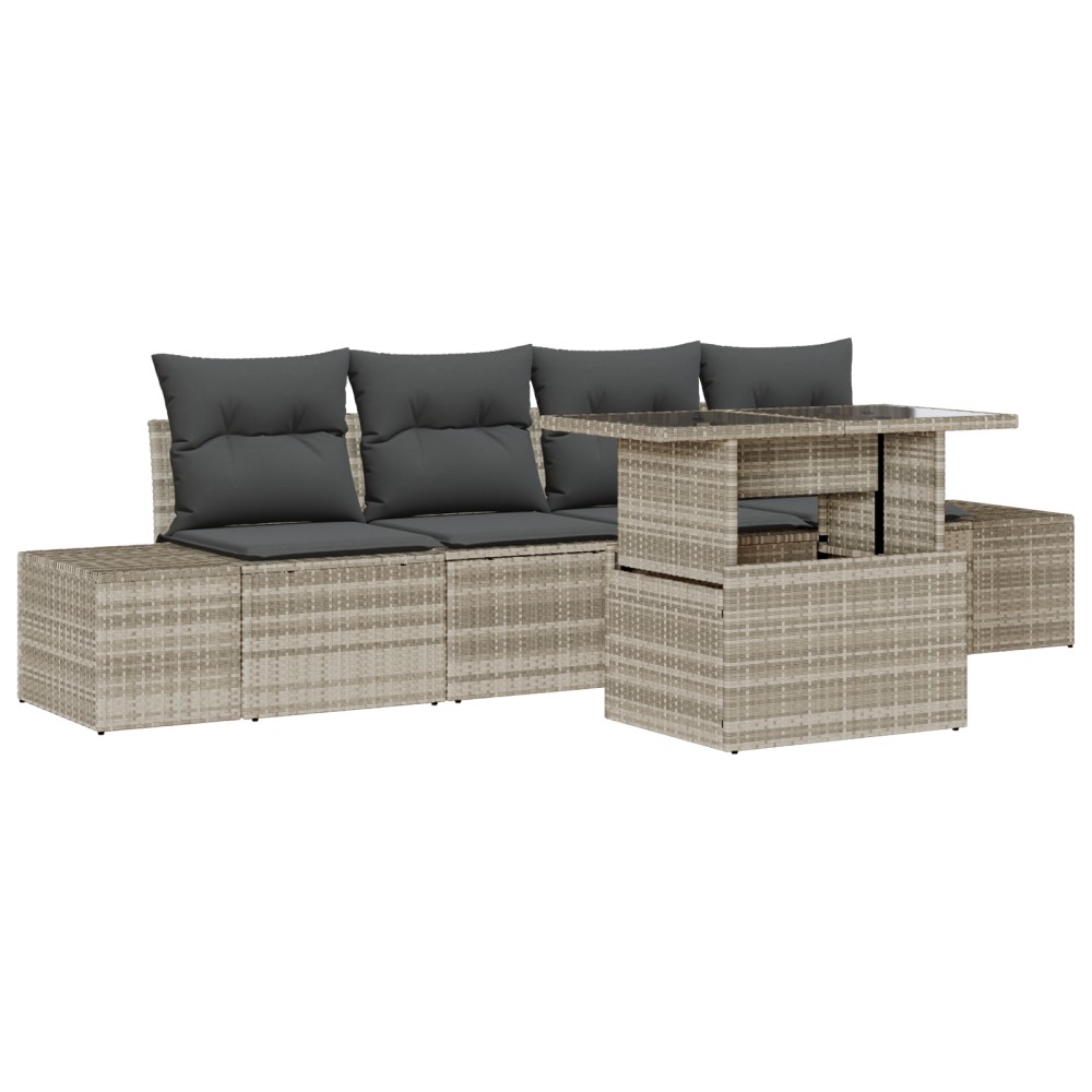 vidaXL Set de canapele pentru grădină cu pernă 5 pcs Gri deschis
