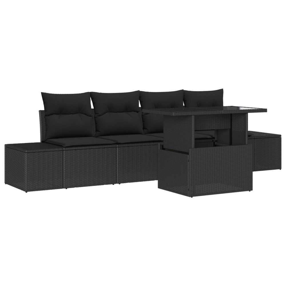 vidaXL Set de canapele pentru grădină 5 pcs Negru 100 x 55 x 73 cm
