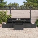 vidaXL Set de canapele pentru grădină 5 pcs Negru 100 x 55 x 73 cm