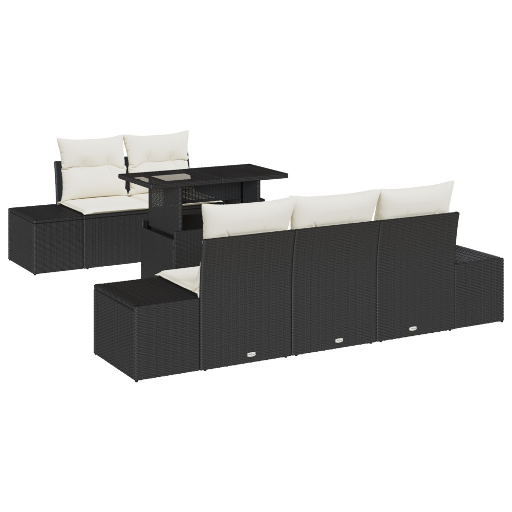 vidaXL Set de canapele pentru grădină cu pernă 6 pcs negru și crem