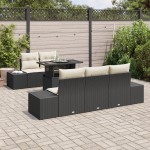 vidaXL Set de canapele pentru grădină cu pernă 6 pcs negru și crem vidaXL Set de canapele pentru grădină cu pernă 6 pcs negru și crem
