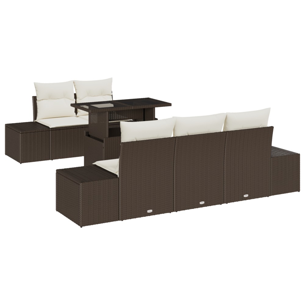 vidaXL Set de canapele pentru grădină cu pernă 6 pcs maro și crem
