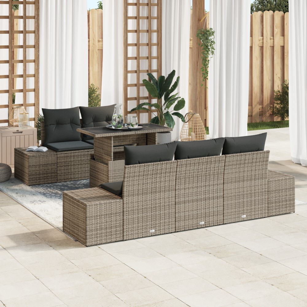 vidaXL Set de canapele pentru grădină 6 pcs Gri 100 x 55 x 73 cm