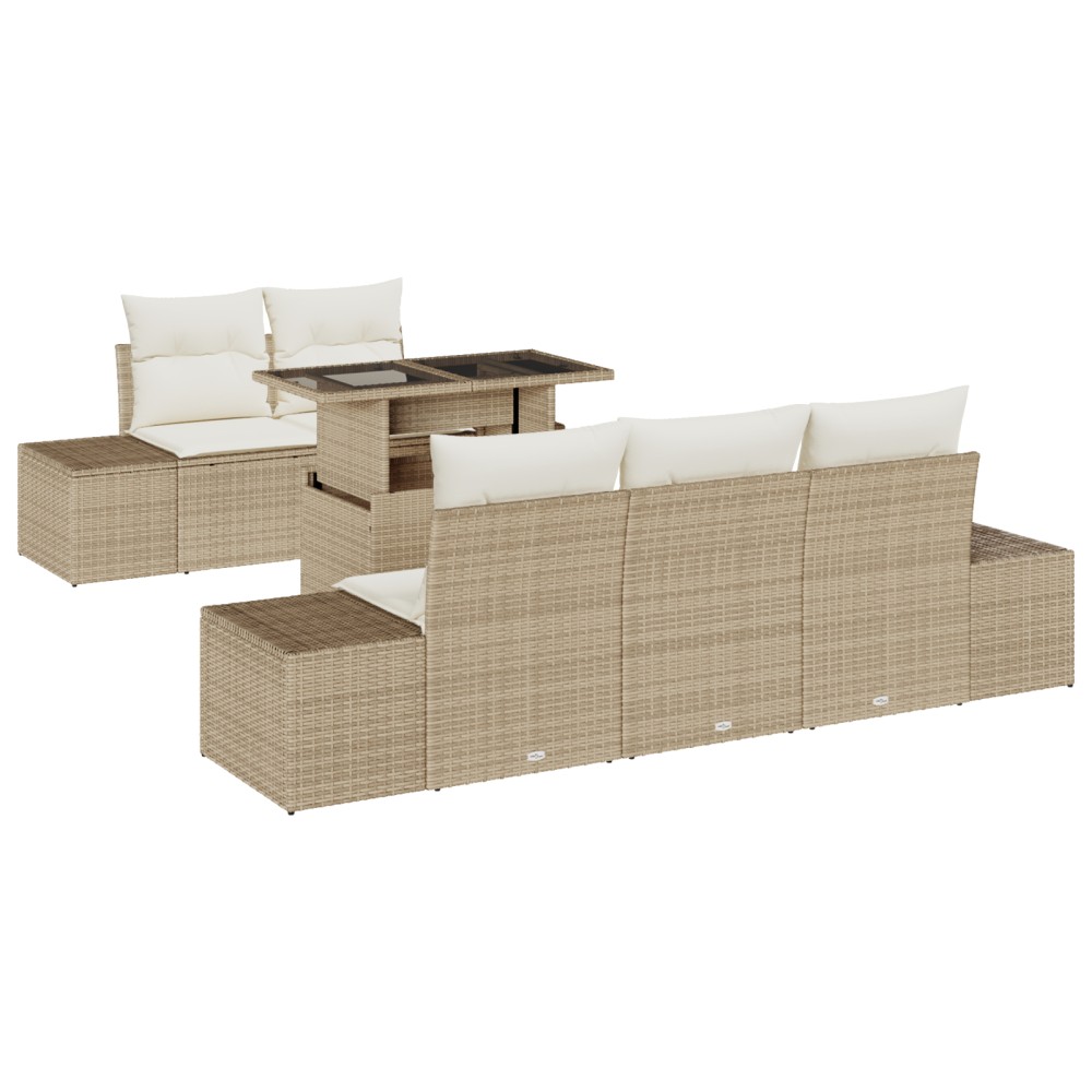 vidaXL Set de canapele pentru grădină cu pernă 6 pcs bej și crem