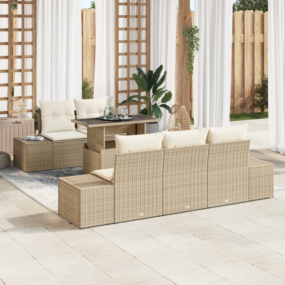 vidaXL Set de canapele pentru grădină cu pernă 6 pcs bej și crem