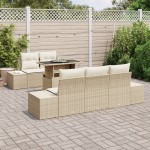 vidaXL Set de canapele pentru grădină cu pernă 6 pcs bej și crem vidaXL Set de canapele pentru grădină cu pernă 6 pcs bej și crem