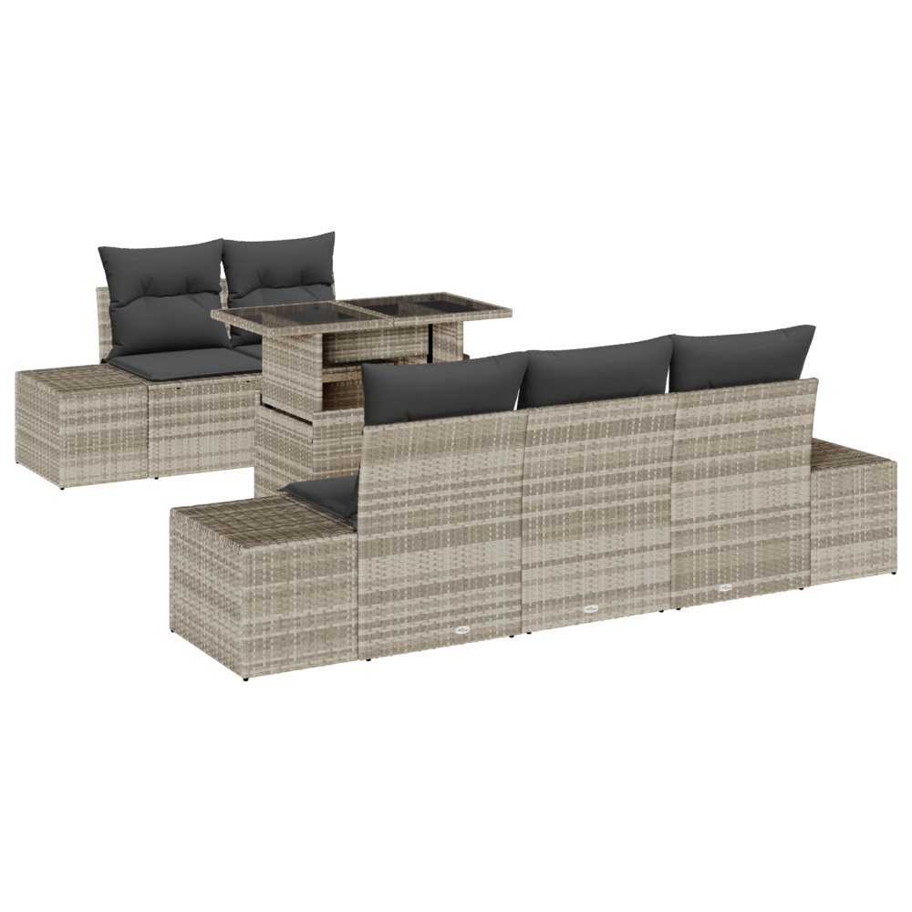 vidaXL Set de canapele pentru grădină cu pernă 6 pcs Gri deschis