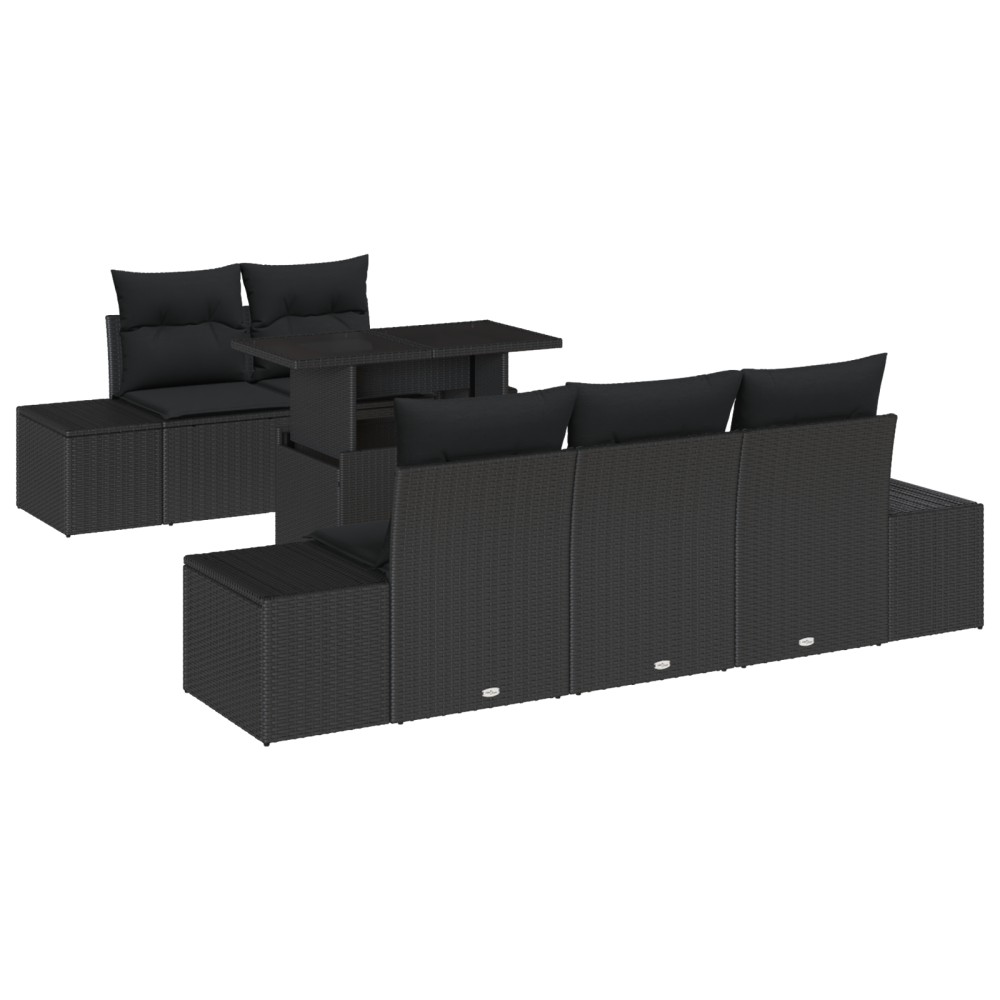 vidaXL Set de canapele pentru grădină 6 pcs Negru 100 x 55 x 73 cm