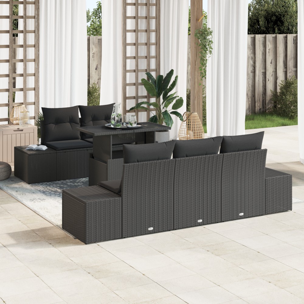vidaXL Set de canapele pentru grădină 6 pcs Negru 100 x 55 x 73 cm