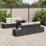 vidaXL Set de canapele pentru grădină cu pernă 7 pcs negru și crem vidaXL Set de canapele pentru grădină cu pernă 7 pcs negru și crem