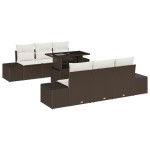 vidaXL Set de canapele pentru grădină cu pernă 7 pcs maro și crem