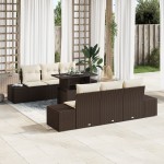 vidaXL Set de canapele pentru grădină cu pernă 7 pcs maro și crem
