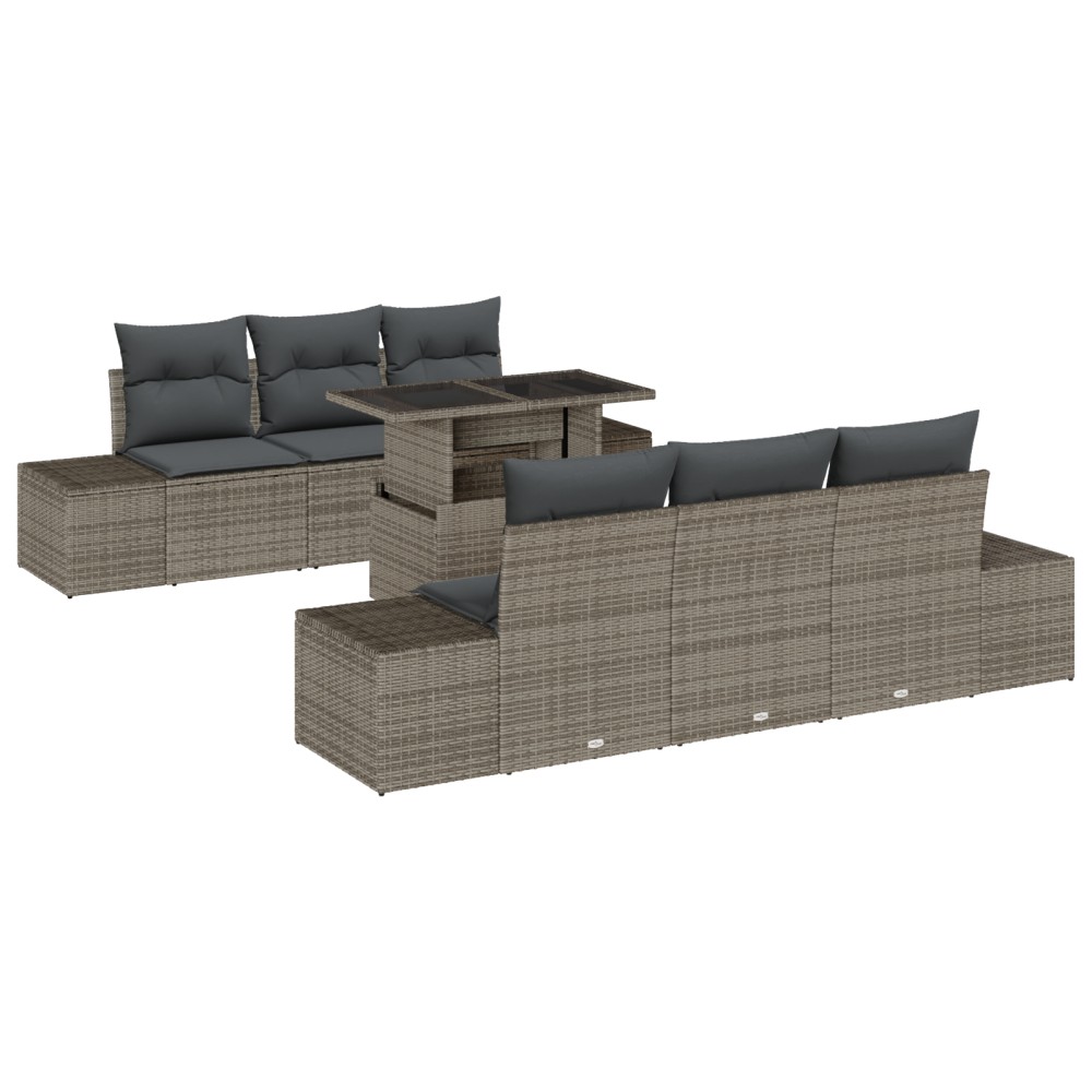 vidaXL Set de canapele pentru grădină 7 pcs Gri 100 x 55 x 73 cm