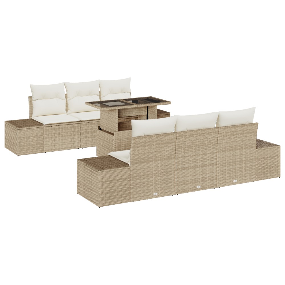 vidaXL Set de canapele pentru grădină cu pernă 7 pcs bej și crem