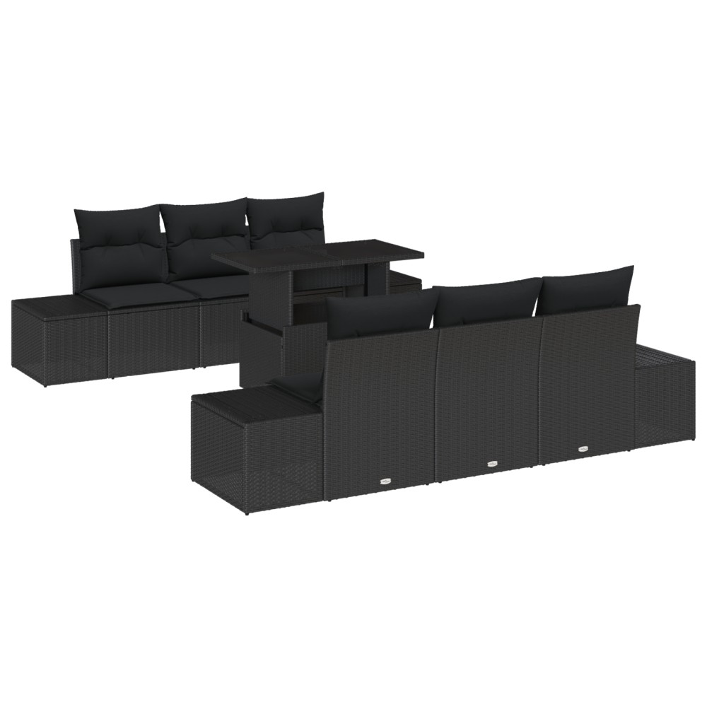 vidaXL Set de canapele pentru grădină 7 pcs Negru 100 x 55 x 73 cm